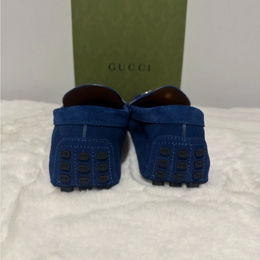 Gucci Men’s Royal Blue Suede Horsebit Loafers